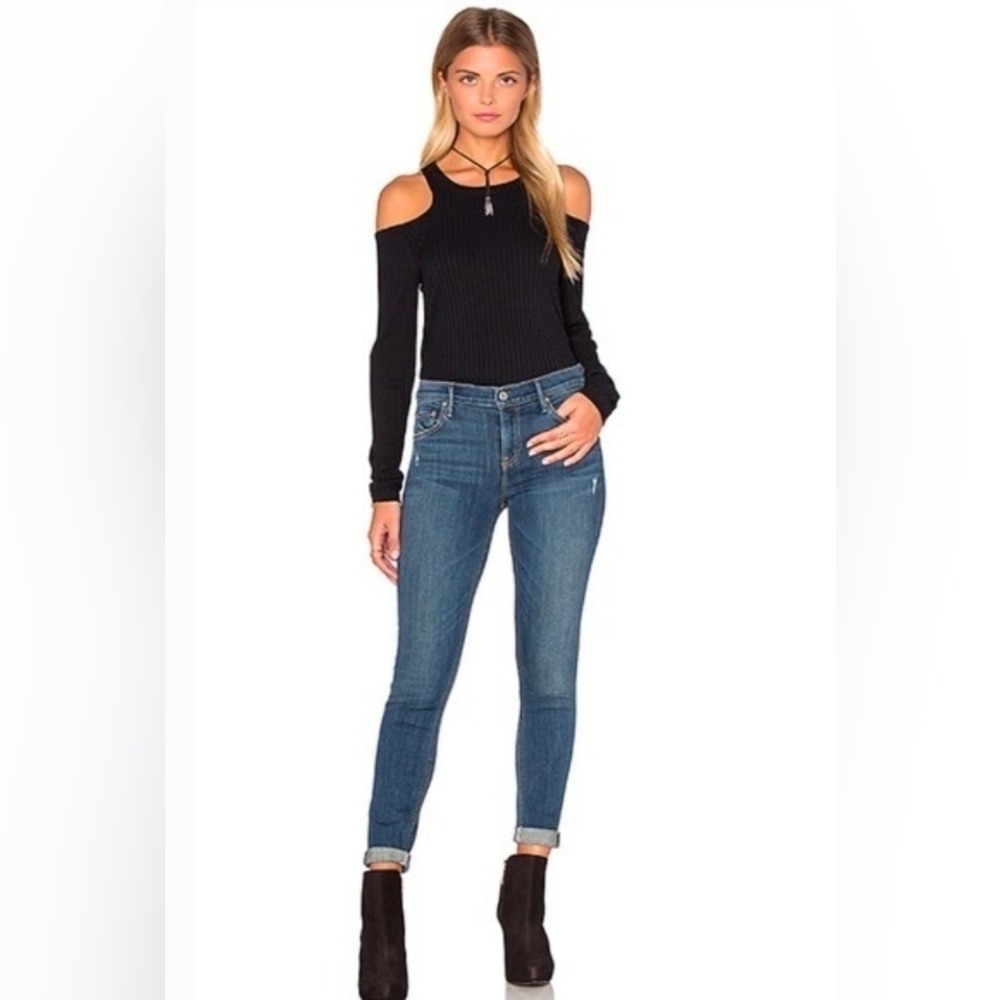 ❤️ LNA × REVOLVE RIBBED COLD SHOULDER TOP, MEDIUM